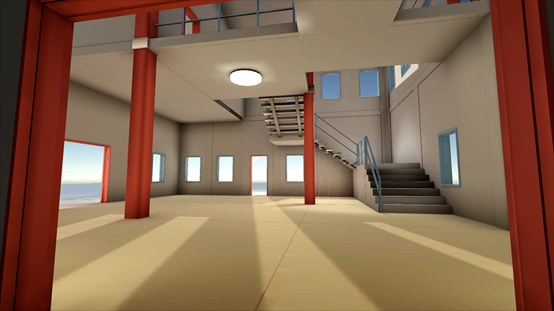 Interior of a virtual industrial space made with modular 3d kit